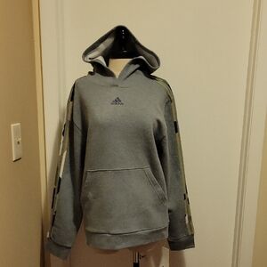 NWT: adidas Boys Grey Hoodie With Camo Stripes